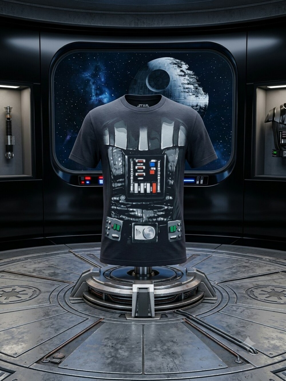 Star Wars Men’s Black Darth Vader Control Panel Graphic Tee